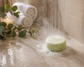 Pampering Bar aromatherapy shower steamer in a relaxing at-home spa shower setting