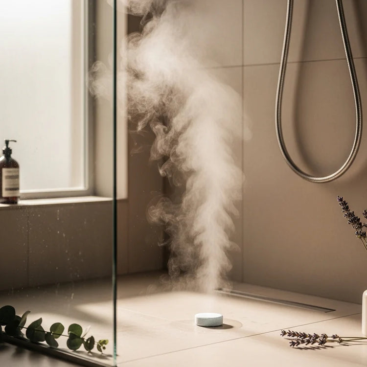 Aromatherapy shower steamer creating a relaxing steam-filled shower experience