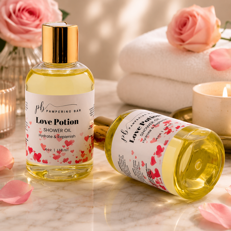 Pampering Bar Love Potion hydrating body and shower oil